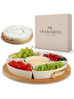 13.5” Divided Chip & Dip Serving Set - Appetizer Platters, Party Trays & Lazy